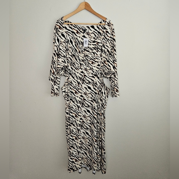NEW TORRID‎ Dress Midi Studio Knit Zebra Print Stretch Side Slit Womens Size 4XL - Picture 3 of 8
